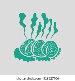 Smoking cutlet icon. Gray background with green. Vector illustration.
