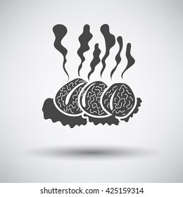 Smoking cutlet icon on gray background with round shadow. Vector illustration.