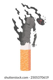 Smoking dangers icon. Awareness about smoking and poison of cigarette. Resulting premature organ damage. Smoking is harmful to human organs