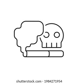 Smoking is death concept linear icon. Thin line customizable illustration. Contour symbol. Vector isolated outline drawing. Editable stroke