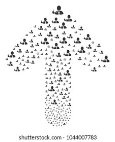 Smoking Detective composition done in the collection of upwards cursor arrow. Ahead direction arrow figure constructed from smoking detective items.
