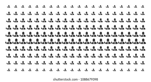 Smoking detective icon halftone pattern, designed for backgrounds, covers, templates and abstract compositions. Vector smoking detective pictograms arranged into halftone array.