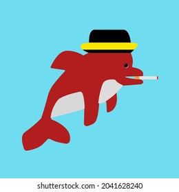 Smoking dolphin in deeper sea 