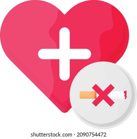 smoking effects on heart disease Concept, e-cigarettes are not harm-free Vector color Icon Design, No Tobacco day Symbol, Quit smoking Sign, Cigarette or Smoker Stock Illustration