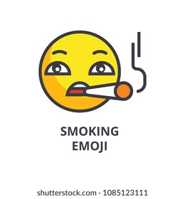 smoking emoji vector line icon, sign, illustration on background, editable strokes