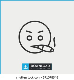 smoking emot icon. Simple outline smoking emot vector icon. On white background.