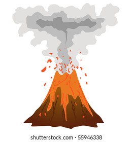 Smoking, erupting volcano icon isolated on white vector