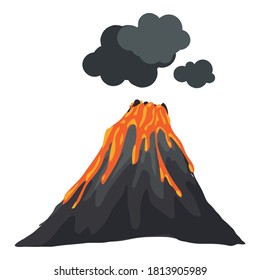 Smoking eruption volcano icon. Cartoon of smoking eruption volcano vector icon for web design isolated on white background