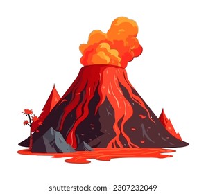 ícono de volcán de la erupción del tabaco aislado