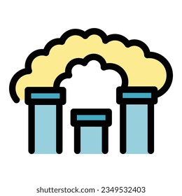 Smoking factory icon outline vector. Wind flow. Air clean color flat