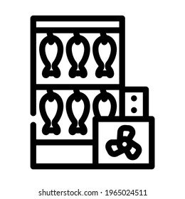 Rauchen der Fischleinen Symbol Vektor. Rauchfisch-Schild. isoliertes Kontursymbol