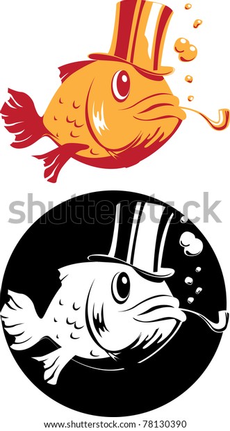 Smoking Fish Tophat Vector Illustration 