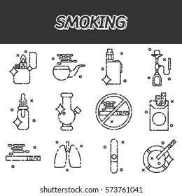 Smoking flat icons set