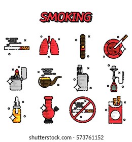 Smoking flat icons set
