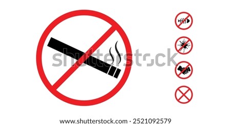 Smoking forbidden icon with flat style. Isolated vector smoking forbidden icon image on a white background, simple style. Some similar icons added.
