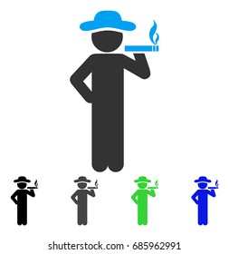 Smoking Gentleman flat vector pictogram. Colored smoking gentleman gray, black, blue, green pictogram variants. Flat icon style for graphic design.