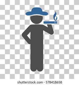 Smoking Gentleman icon. Vector illustration style is flat iconic bicolor symbol, cobalt and gray colors, transparent background. Designed for web and software interfaces.