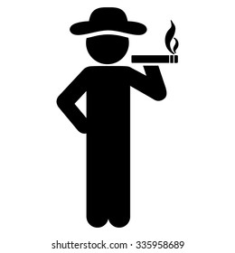 Smoking Gentleman vector icon. Style is flat symbol, black color, rounded angles, white background.
