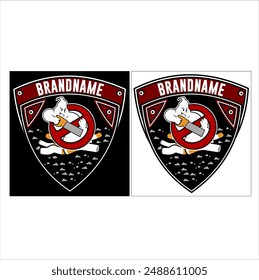 Smoking ghost cartoon logo vector graphic illustration.
for the team logo
logo sticker
logo banner
