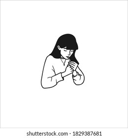 Smoking Girl Symbol. Vector Illustration.