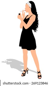 Smoking girl, vector