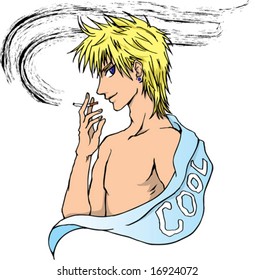 smoking handsome man