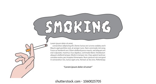 Smoking headline and layout wording illustration vector on white background, Smoking concept.
