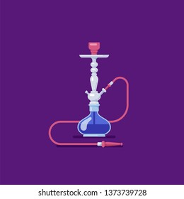 Smoking hookah concept. Flat style Shisha icon. Smoke pipe and relaxation.