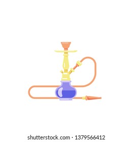 Smoking hookah concept. Flat style Shisha icon isolated on white background. Smoke pipe and relaxation.