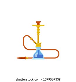 Smoking hookah concept. Flat style Shisha icon isolated on white background. Smoke pipe and relaxation.