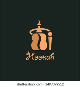Smoking hookah concept. For lounge bar and menu hookah illustration.