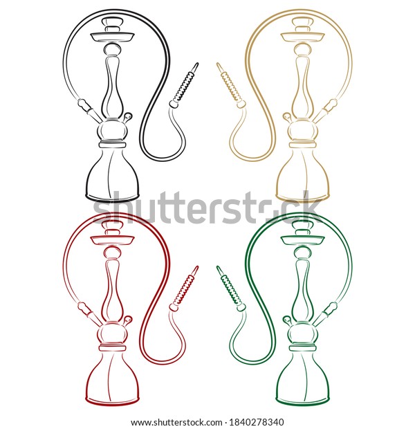 Smoking Hookah Vector Outline Illustration Hookah Stock Vector Royalty Free