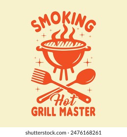 Smoking Hot Grill Master T-Shirt: Vektorgrafik Grafik Grill Shirt Design