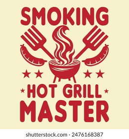 Smoking Hot Grill Master Tee: Vector Graphic BBQ Shirt Design