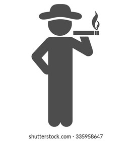 Smoking Human vector icon. Style is flat symbol, gray color, rounded angles, white background.
