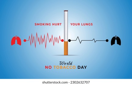 Smoking hurt your lungs, world no tobacco day with cigarette and lungs sign awareness post banner design template