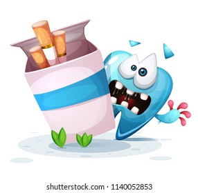 Smoking hurts your teeth. Cartoon illustration. Vector eps 10