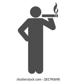Smoking icon from Man Poses Set. Style: monochrome gray icons, rounded corners, white background.