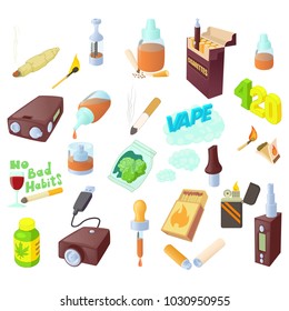 Smoking icon set. Cartoon set of smoking vector icons for web design isolated on white background