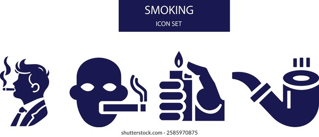 Smoking  icon set. pipe, lighter, smoker, danger and more icons