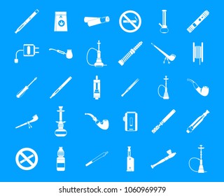 Smoking icon set. Simple set of smoking vector icons for web design isolated on blue background