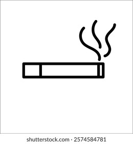 smoking icon solid style. Cigarette for smoke area ban logo. tobacco and cigar is allowed zone warning. Editable stroke. Vector illustration. design on white background. EPS 10.