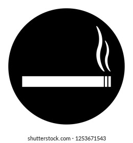 Smoking icon vector on black circle. White background