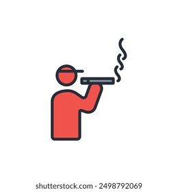Icono de fumar. Vector. Movimiento editable. signo de estilo lineal para uso Diseño web, logotipo. Ilustración de símbolo.