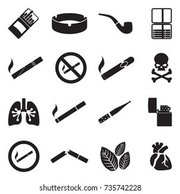 Smoking Icons. Black Flat Design. Vector Illustration. 