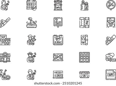 Smoking icons collection is a vector illustration with editable stroke.