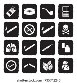 Smoking Icons. Grunge Black Flat Design. Vector Illustration. 