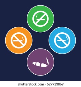 Smoking icons set. set of 4 smoking filled icons such as no smoking