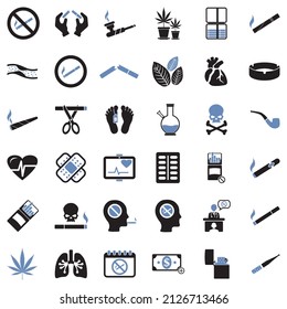 Smoking Icons. Two Tone Flat Design. Vector Illustration.