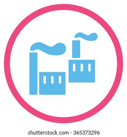 Smoking Industry vector icon. Style is bicolor flat circled symbol, pink and blue colors, rounded angles, white background.